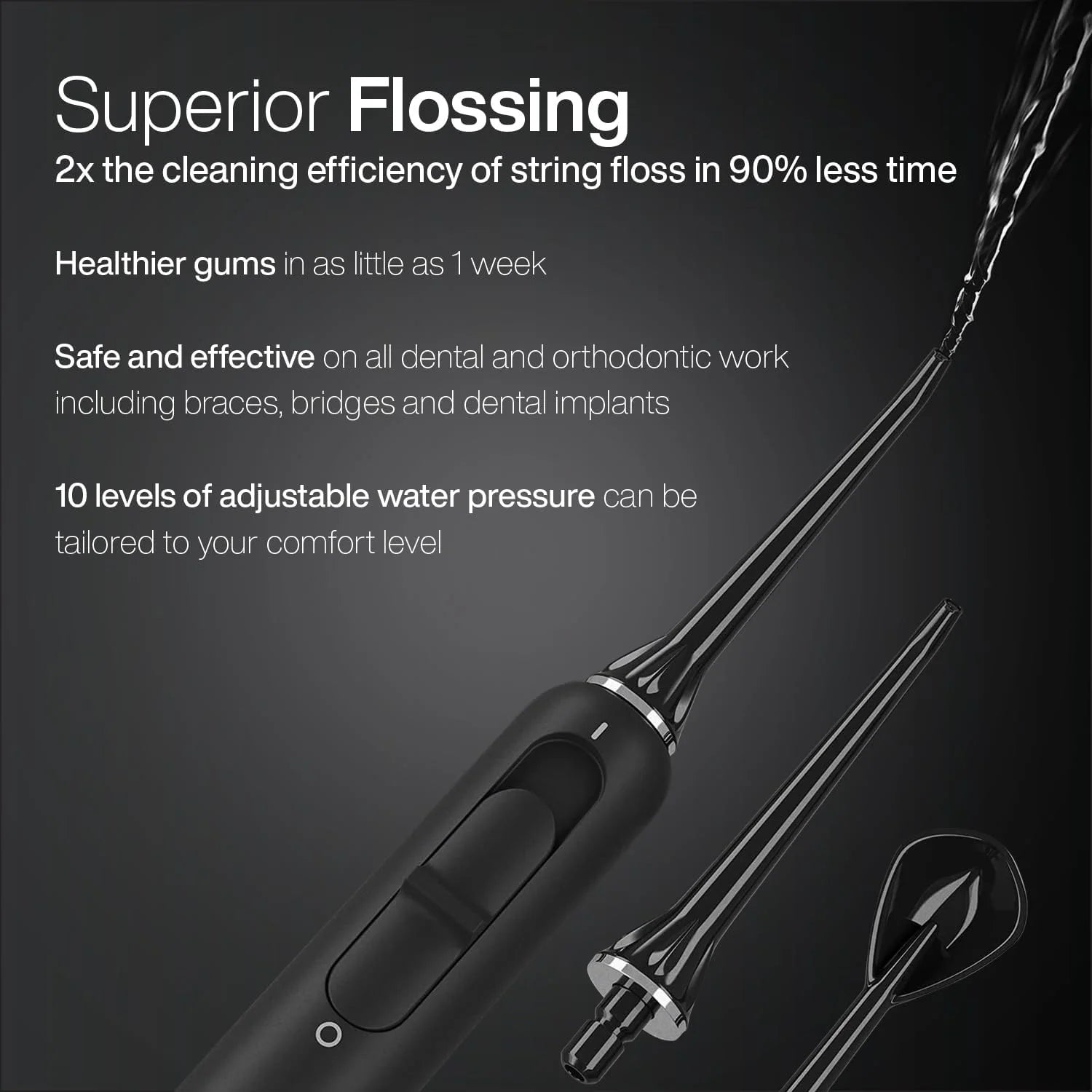 Home Dental Center PRO Set, 2-In-1 Ultrasonic Electric Toothbrush & Water Flosser, Compact Countertop Unit, 6 Proflex Brush Heads, 2 Water Flosser Jet Tips, 1 Tongue Scraper - Black