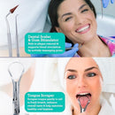 4-Piece Stainless Steel Tools Set with Tongue Scraper, Dental Mirror, Scaler & Gum Stimulator