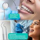 4-Piece Stainless Steel Tools Set with Tongue Scraper, Dental Mirror, Scaler & Gum Stimulator