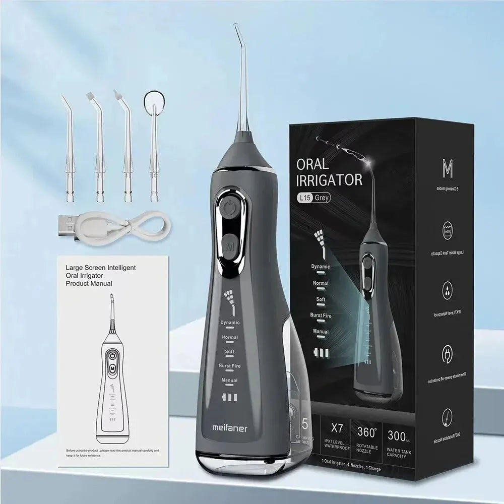 5 Modes Portable Oral Irrigator Pick Water Flosser Dental 360° Rotated Jet for Mouth Washing Machine Cleaning Teeth Thread Flos