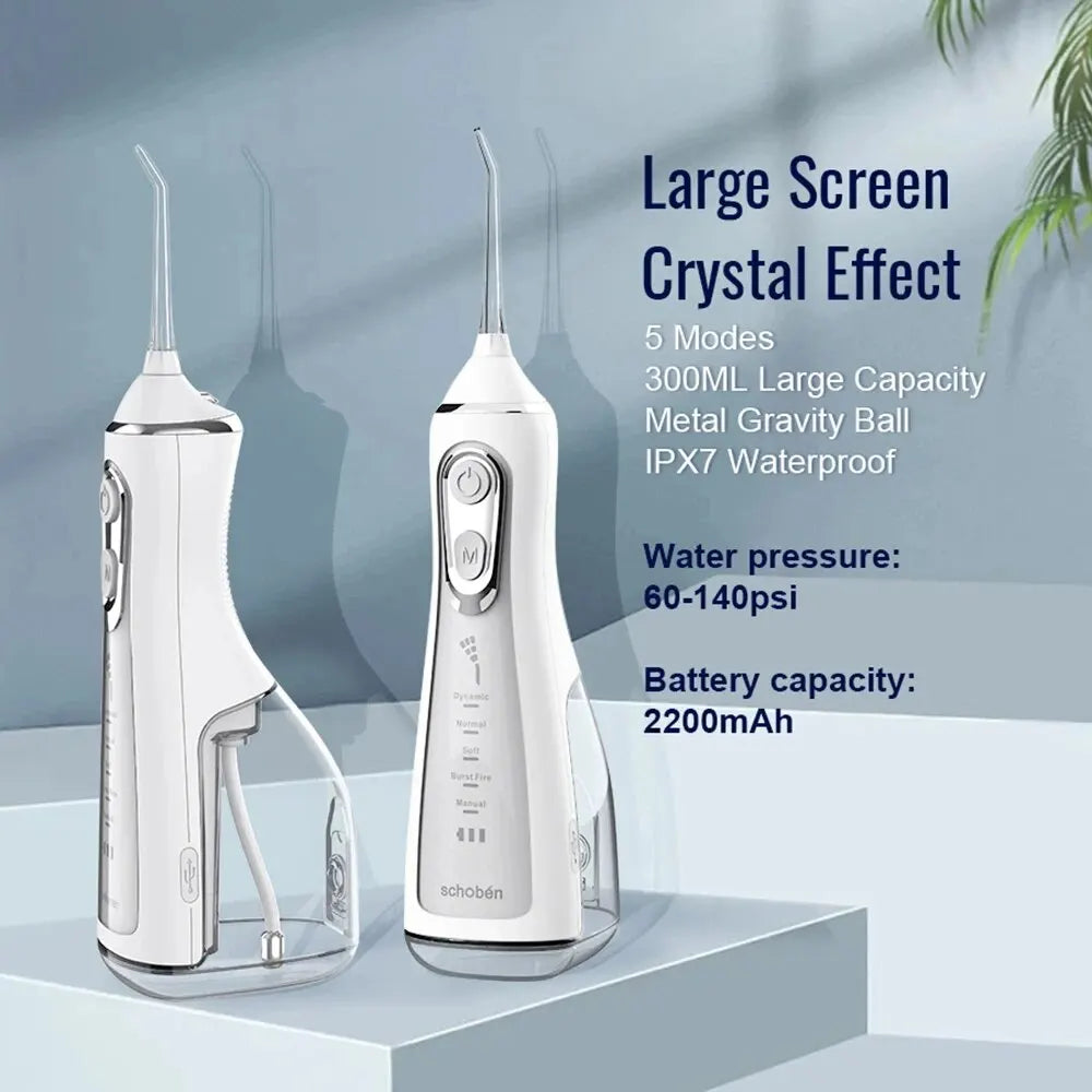 5 Modes Portable Oral Irrigator Pick Water Flosser Dental 360° Rotated Jet for Mouth Washing Machine Cleaning Teeth Thread Flos